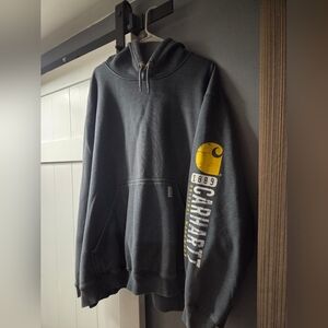 Carhartt Dark Gray Hoodie with Yellow Logo
